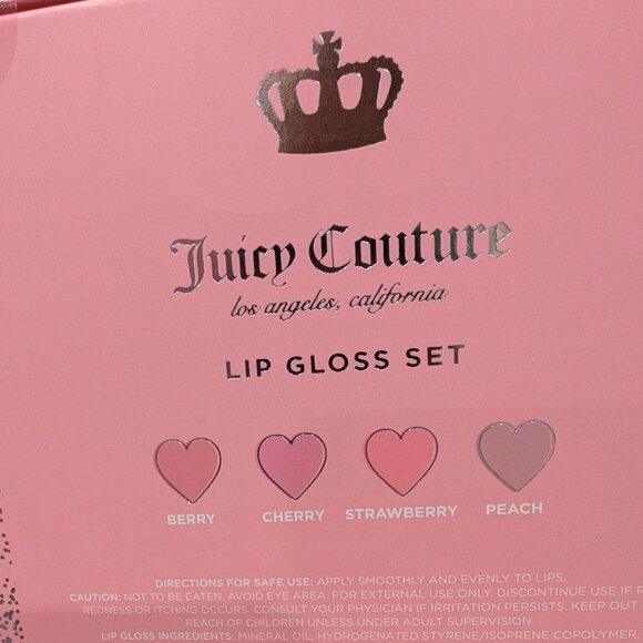 Juicy Couture 4-Piece Lip Gloss Set – Berry, Cherry, Strawberry, Peach NWT - Picture 5 of 5